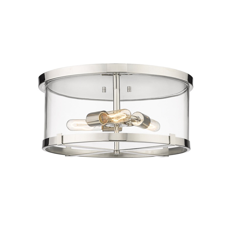 Z-Lite 3032F-PN Callista Three Light Flush Mount, Polished Nickel