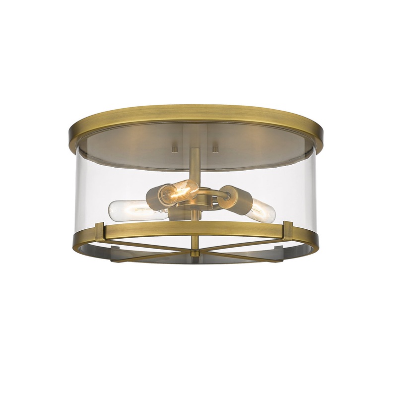 Z-Lite 3032F-RB Callista Three Light Flush Mount, Rubbed Brass