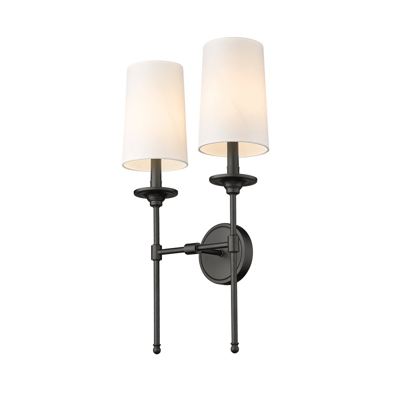 Z-Lite 3033-2S-MB Emily Two Light Wall Sconce, Matte Black