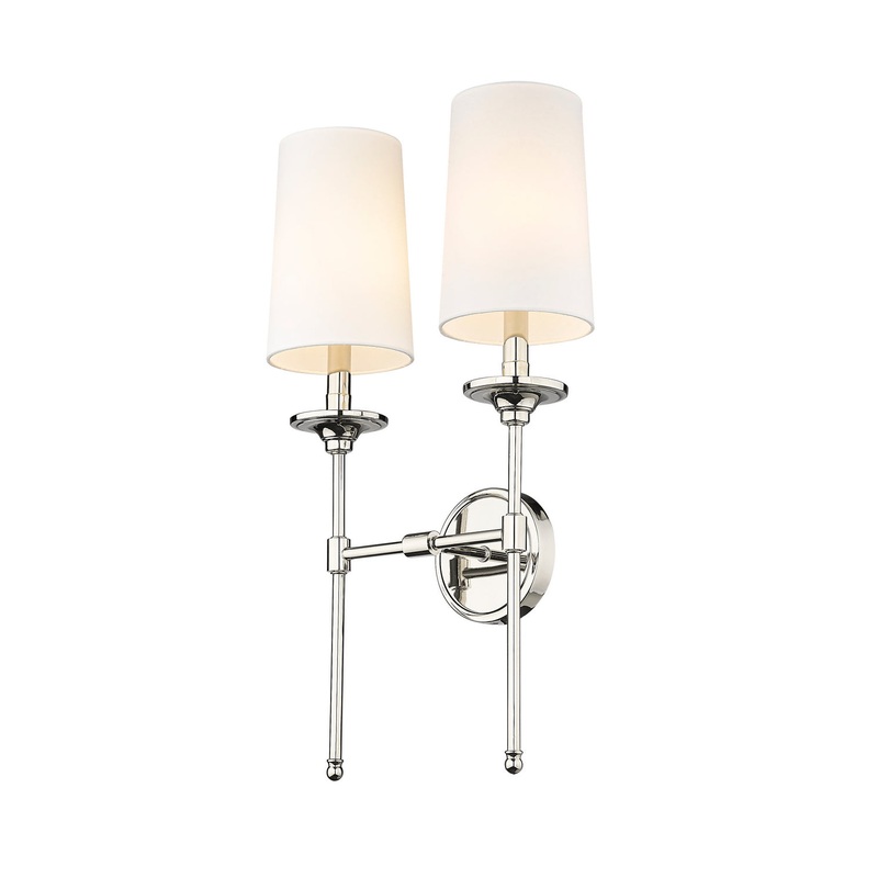 Z-Lite 3033-2S-PN Emily Two Light Wall Sconce, Polished Nickel