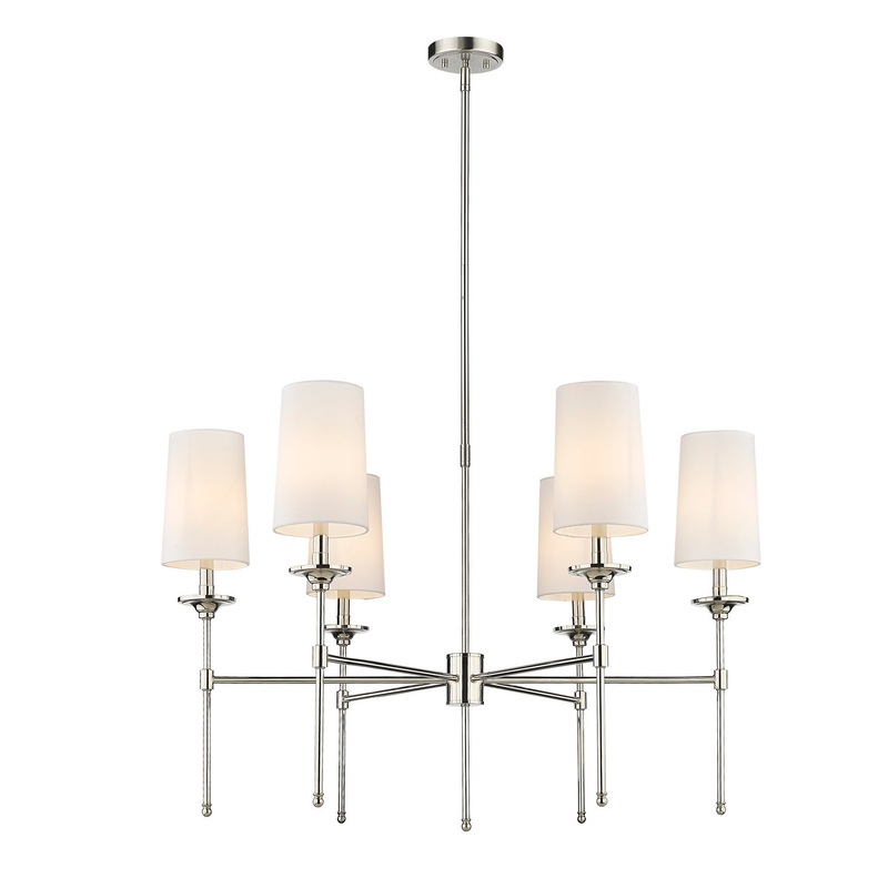 Z-Lite 3033-6PN Emily Six Light Chandelier, Polished Nickel