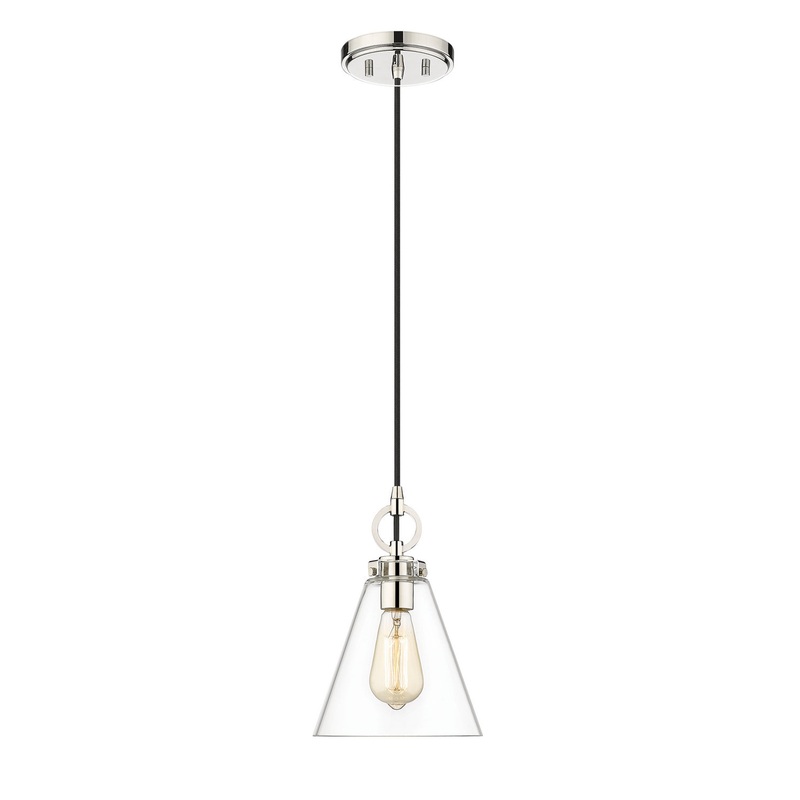 Z-Lite 3034P8-PN Harper One Light Pendant, Polished Nickel
