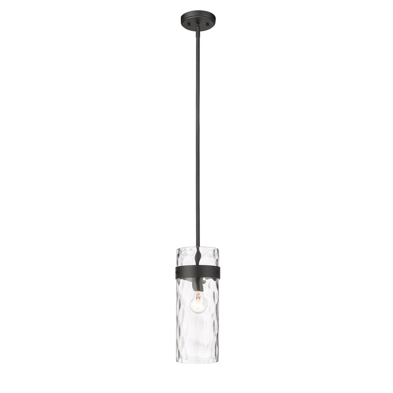 Z-Lite 3035P6-MB Fontaine One Light Pendant, Matte Black