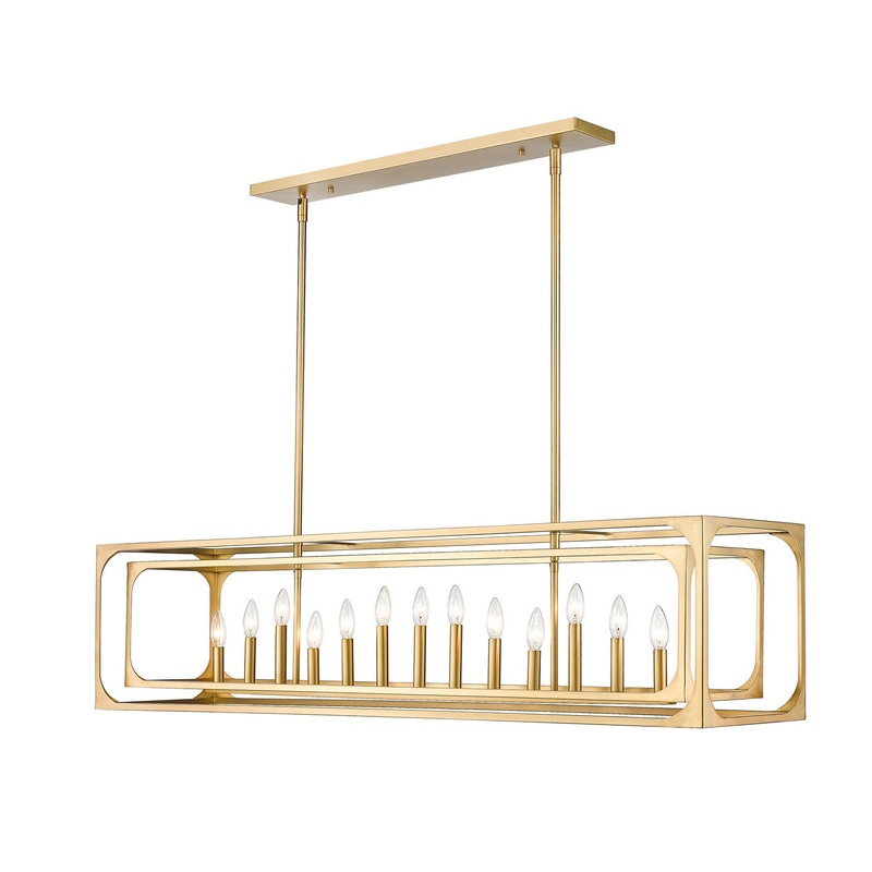 Z-Lite 3038-13L-RB Easton 13 Light Island Pendant, Rubbed Brass