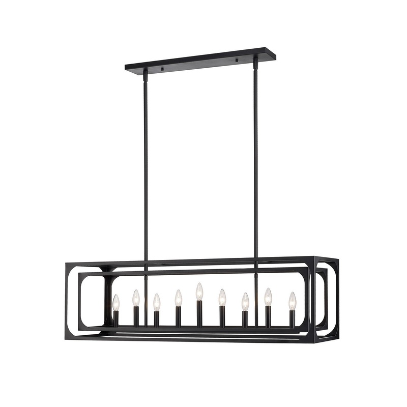 Z-Lite 3038-9L-MB Easton Nine Light Island Pendant, Matte Black