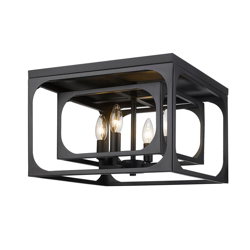 Z-Lite 3038F-MB Easton Four Light Flush Mount, Matte Black