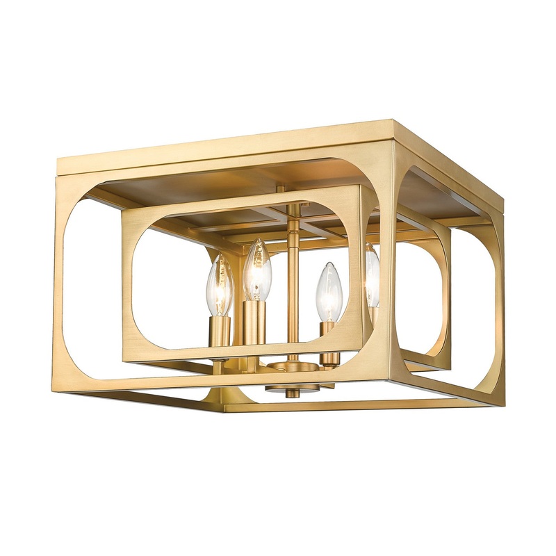 Z-Lite 3038F-RB Easton Four Light Flush Mount, Rubbed Brass