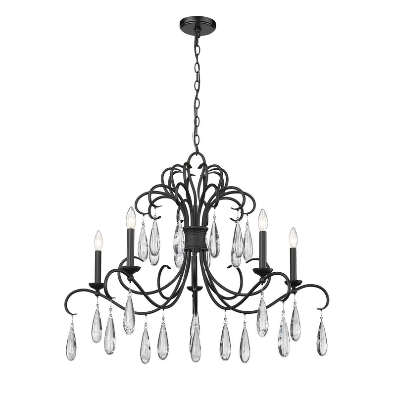 Z-Lite 3039-38MB Amara Five Light Chandelier, Matte Black