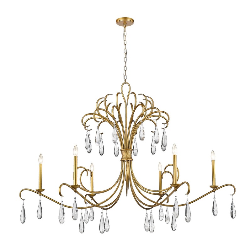 Z-Lite 3039-59GG Amara Six Light Chandelier, Gilded Gold