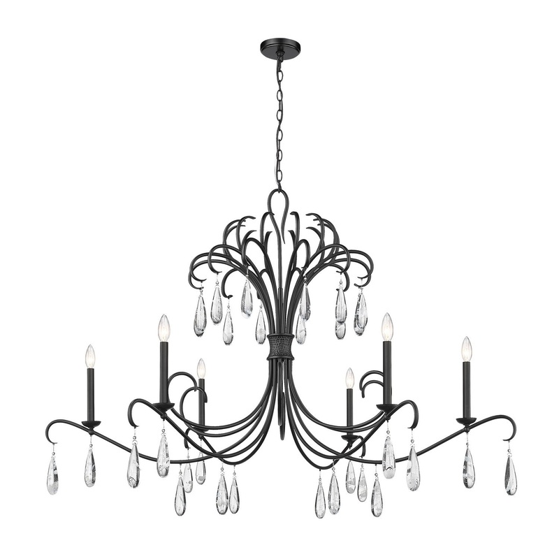 Z-Lite 3039-59MB Amara Six Light Chandelier, Matte Black