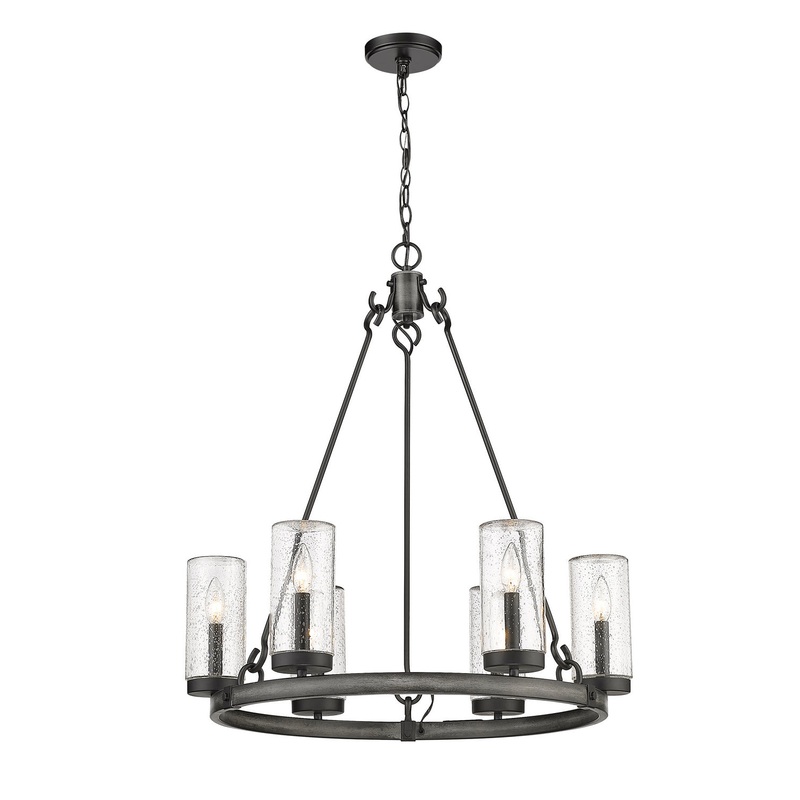 Z-Lite 589-6ABB Marlow Six Light Outdoor Pendant, Ashen Barnboard