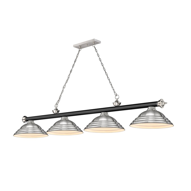 Z-Lite 2306-4MB-BN-SBN Cordon Four Light Island Pendant, Matte Black / Brushed Nickel