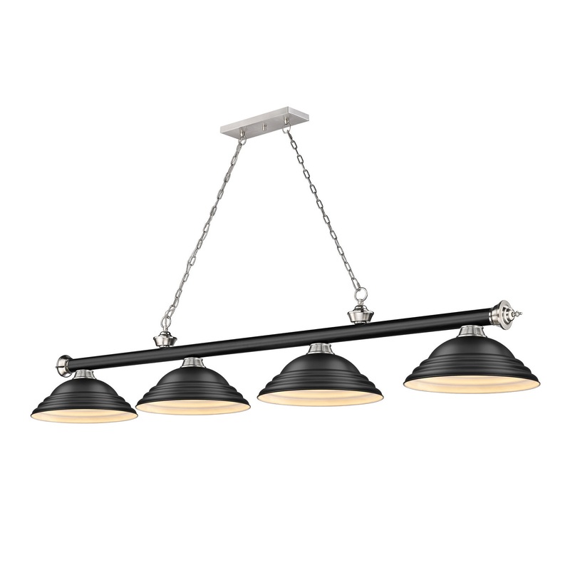 Z-Lite 2306-4MB-BN-SMB Cordon Four Light Island Pendant, Matte Black / Brushed Nickel