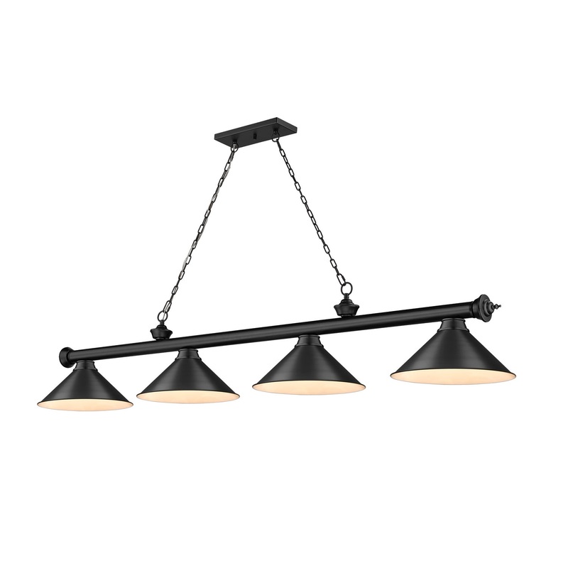 Z-Lite 2306-4MB-MB15 Cordon Four Light Island Pendant, Matte Black