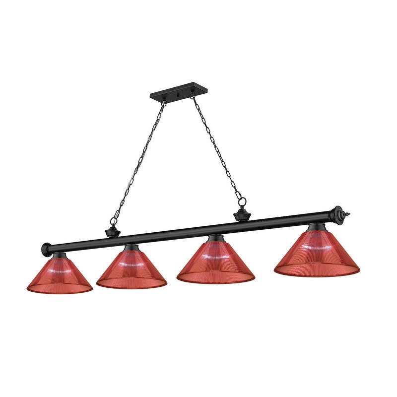 Z-Lite 2306-4MB-PRD Cordon Four Light Island Pendant, Matte Black