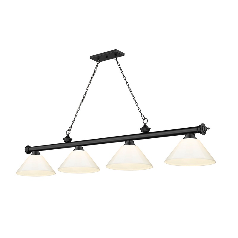 Z-Lite 2306-4MB-PWH Cordon Four Light Island Pendant, Matte Black