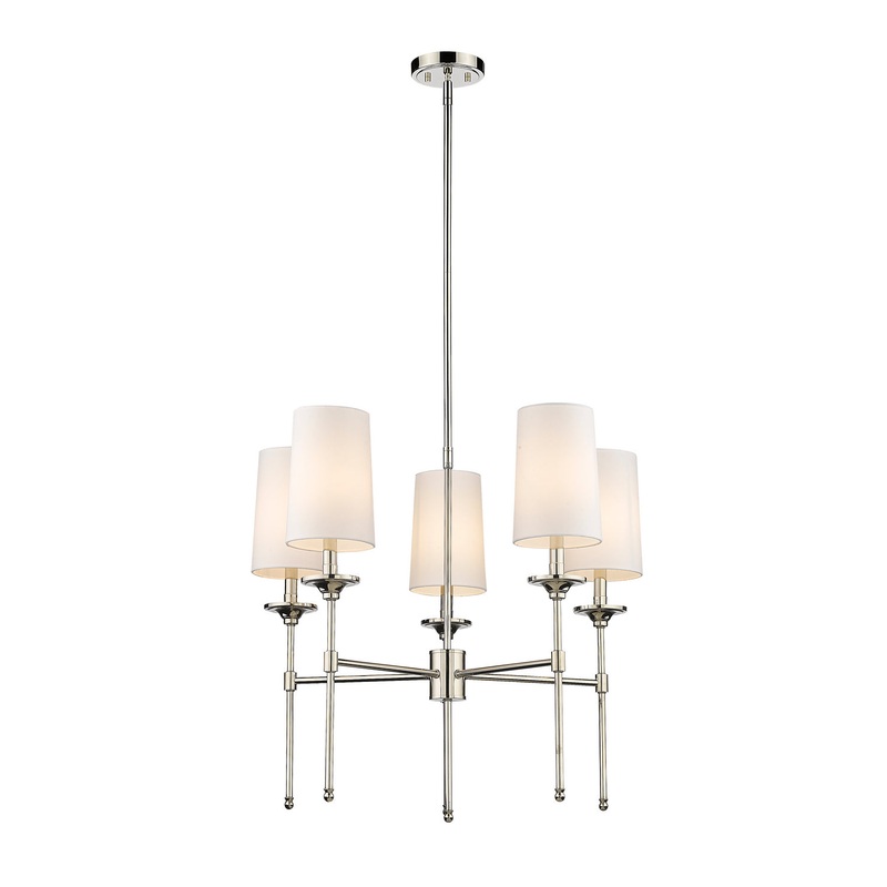 Z-Lite 3033-5PN Emily Five Light Chandelier, Polished Nickel