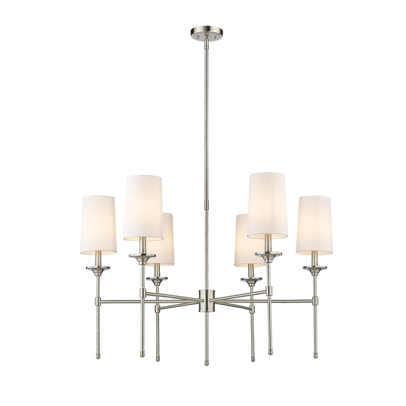 Z-Lite 3033-6BN Emily Six Light Chandelier, Brushed Nickel