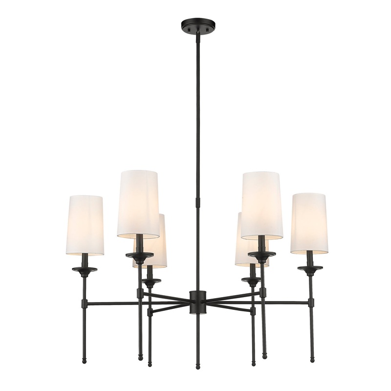 Z-Lite 3033-6MB Emily Six Light Chandelier, Matte Black