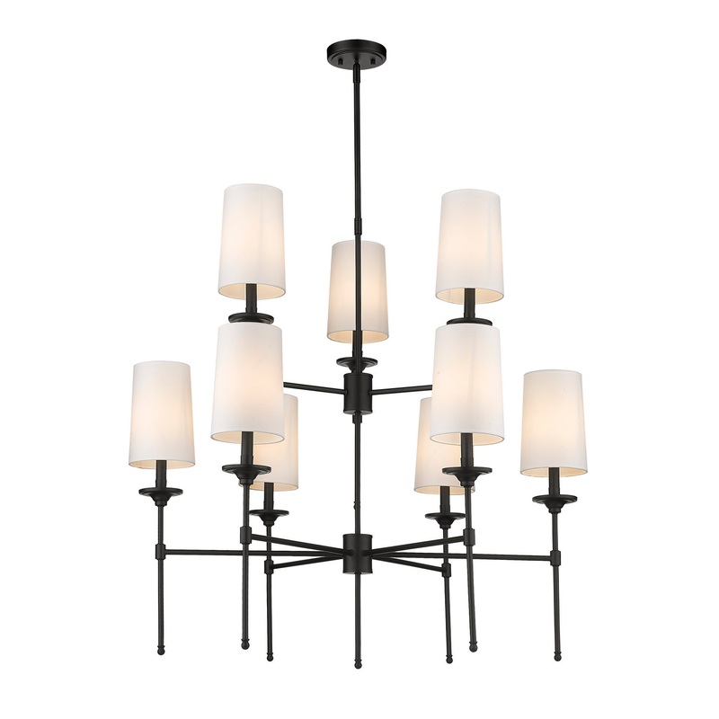 Z-Lite 3033-9MB Emily Nine Light Chandelier, Matte Black