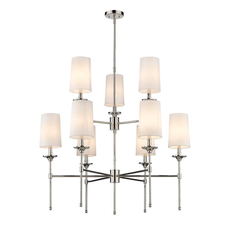 Z-Lite 3033-9PN Emily Nine Light Chandelier, Polished Nickel