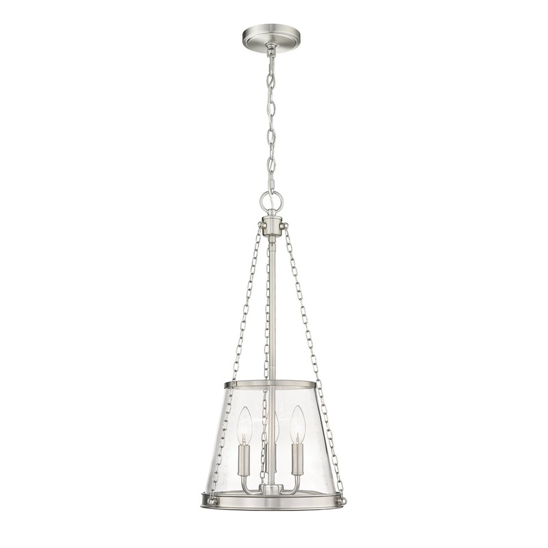 Z-Lite 341P12-BN Prescott Three Light Pendant, Brushed Nickel