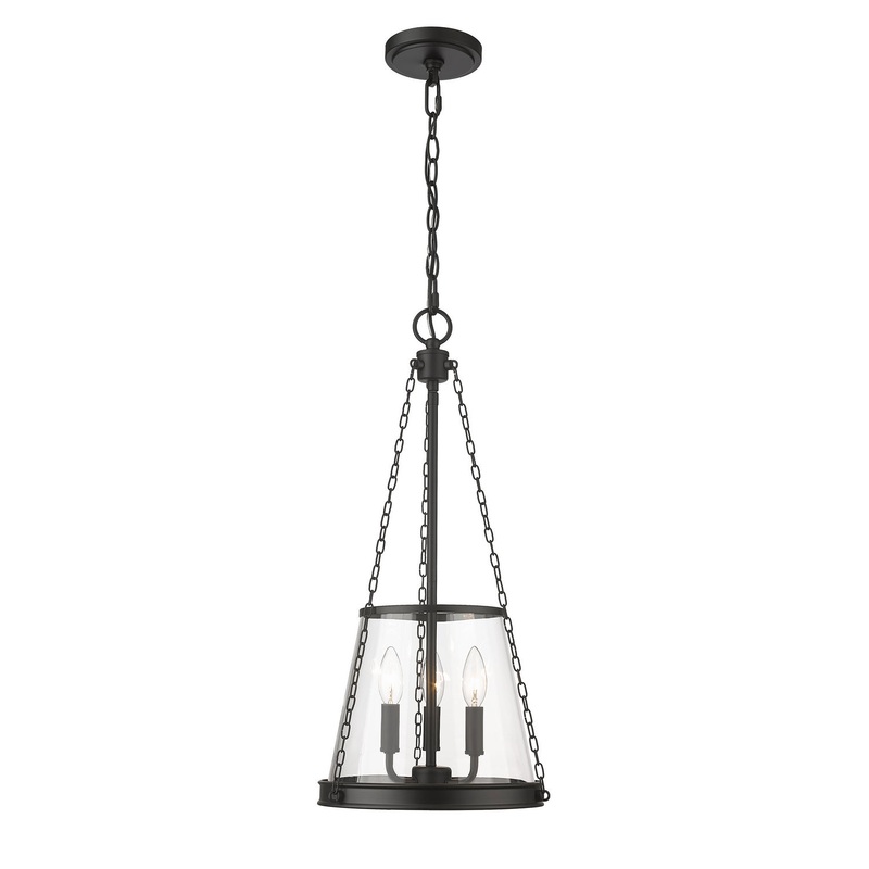 Z-Lite 341P12-MB Prescott Three Light Pendant, Matte Black