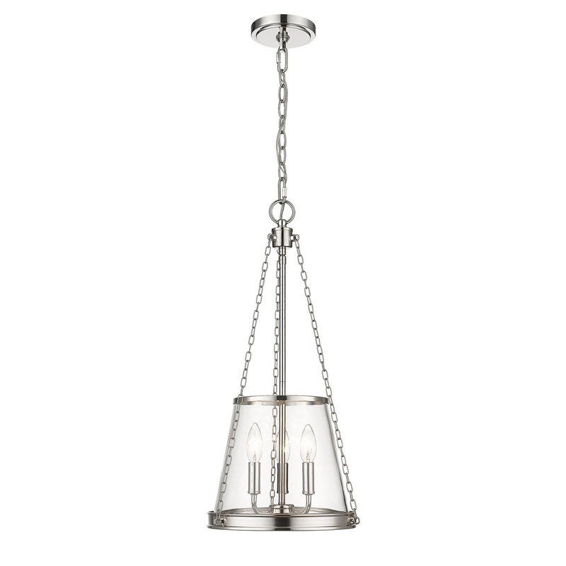 Z-Lite 341P12-PN Prescott Three Light Pendant, Polished Nickel