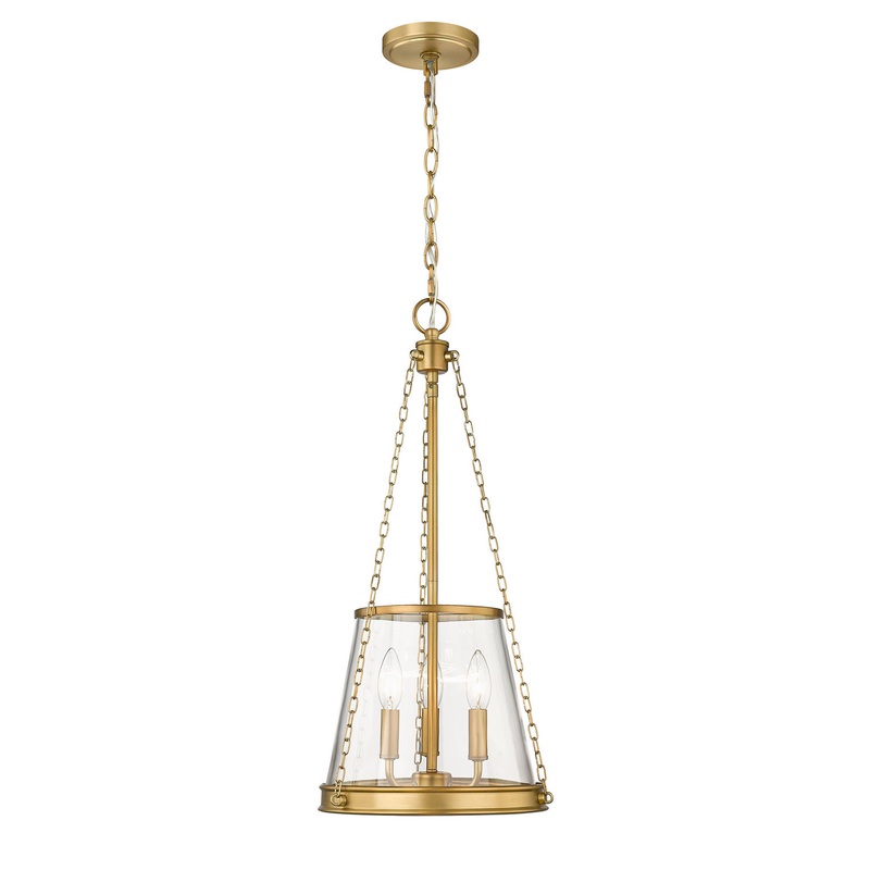 Z-Lite 341P12-RB Prescott Three Light Pendant, Rubbed Brass