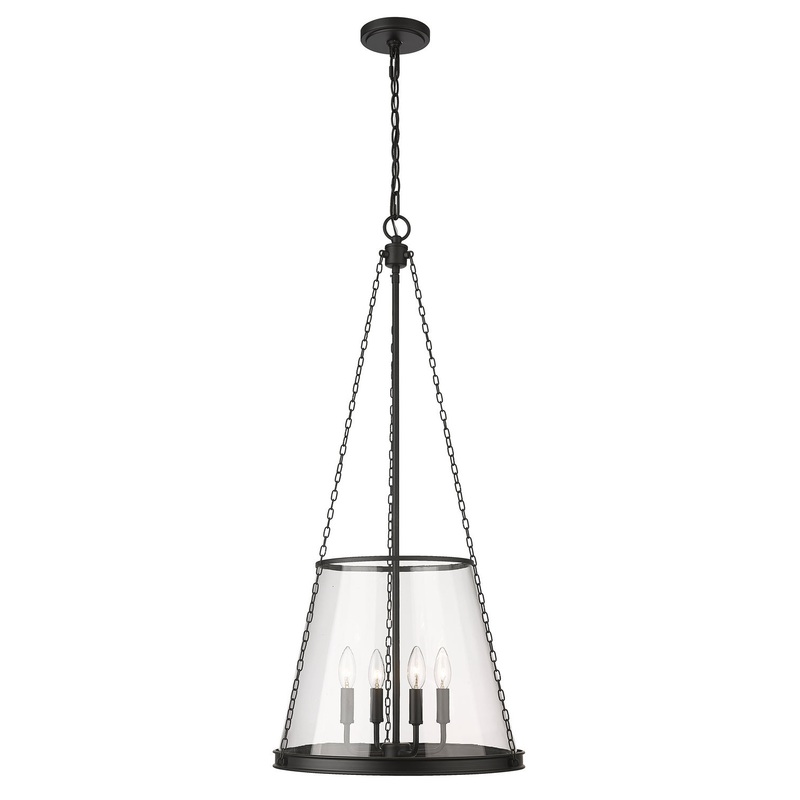 Z-Lite 341P18-MB Prescott Four Light Pendant, Matte Black