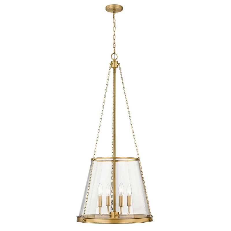 Z-Lite 341P18-RB Prescott Four Light Pendant, Rubbed Brass