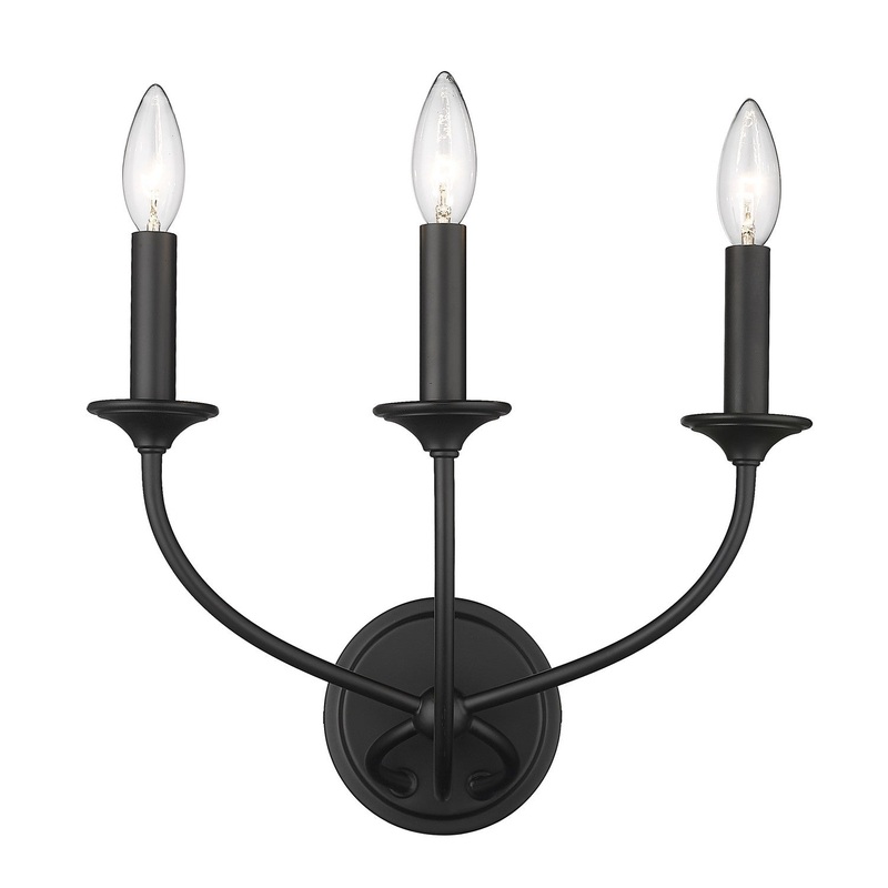 Z-Lite 3500-3S-MB Arabella Three Light Wall Sconce, Matte Black