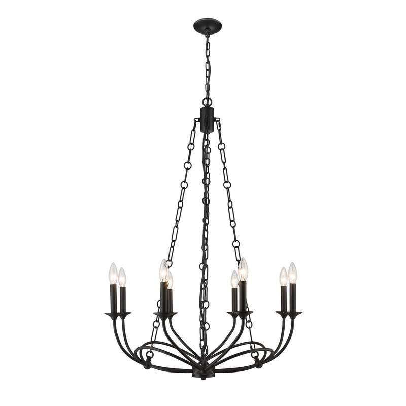 Z-Lite 3500-8MB Arabella Eight Light Chandelier, Matte Black