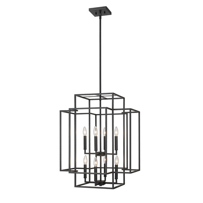Z-Lite 454-28MB Titania Eight Light Pendant, Matte Black