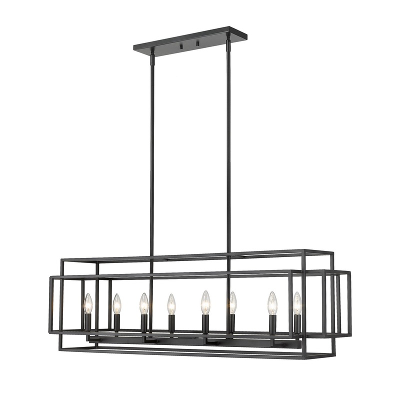 Z-Lite 454-44L-MB Titania Eight Light Pendant, Matte Black