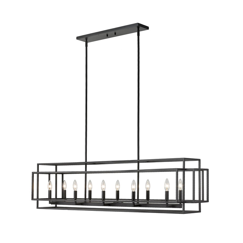 Z-Lite 454-54L-MB Titania Ten Light Island Pendant, Matte Black