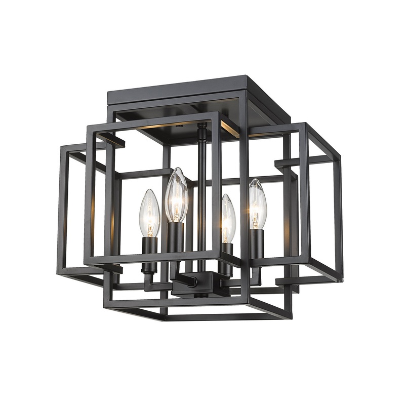 Z-Lite 454F-MB Titania Four Light Flush Mount, Matte Black