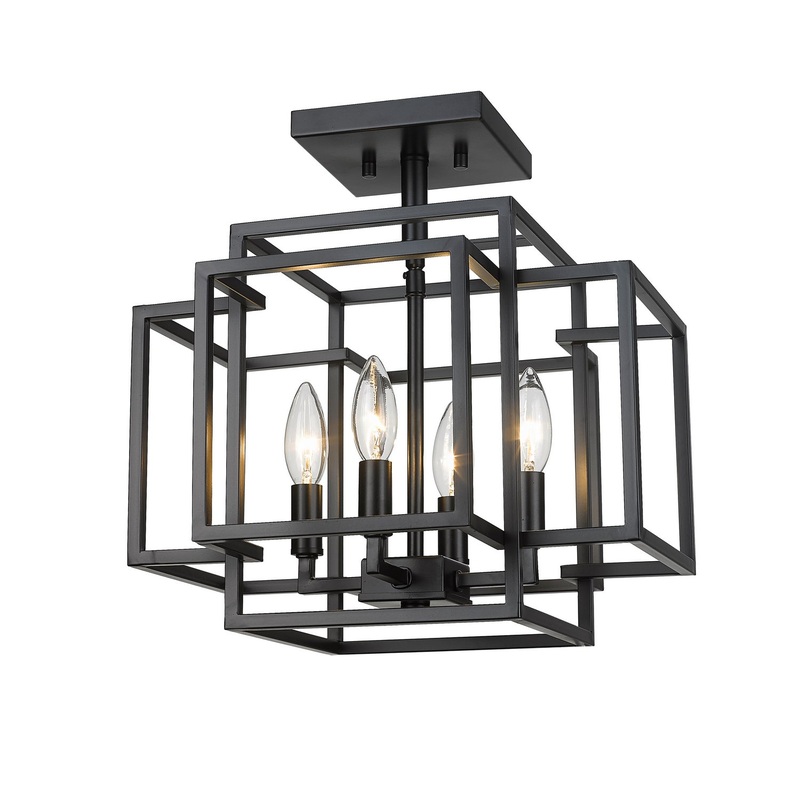 Z-Lite 454SF-MB Titania Four Light Semi Flush Mount, Matte Black