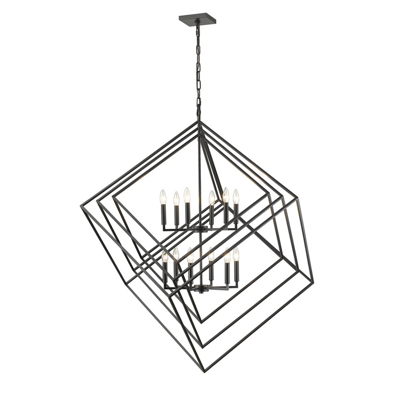 Z-Lite 457-12MB Euclid 12 Light Chandelier, Matte Black