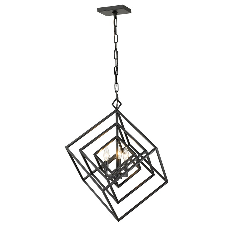Z-Lite 457-3MB Euclid Three Light Chandelier, Matte Black