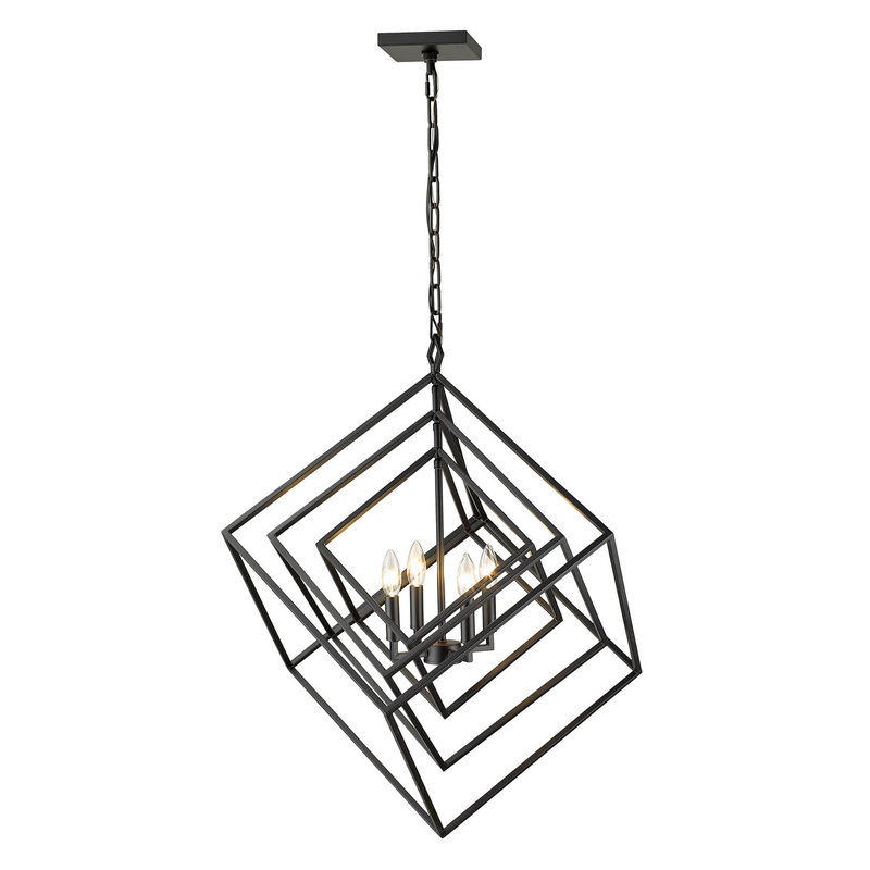 Z-Lite 457-4MB Euclid Four Light Chandelier, Matte Black