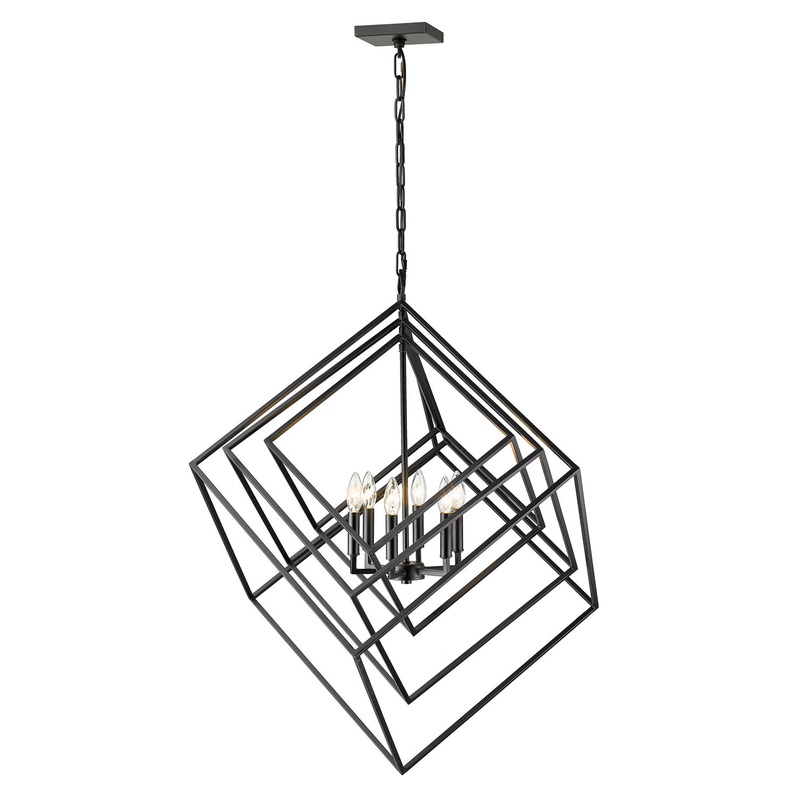 Z-Lite 457-6MB Euclid Six Light Chandelier, Matte Black