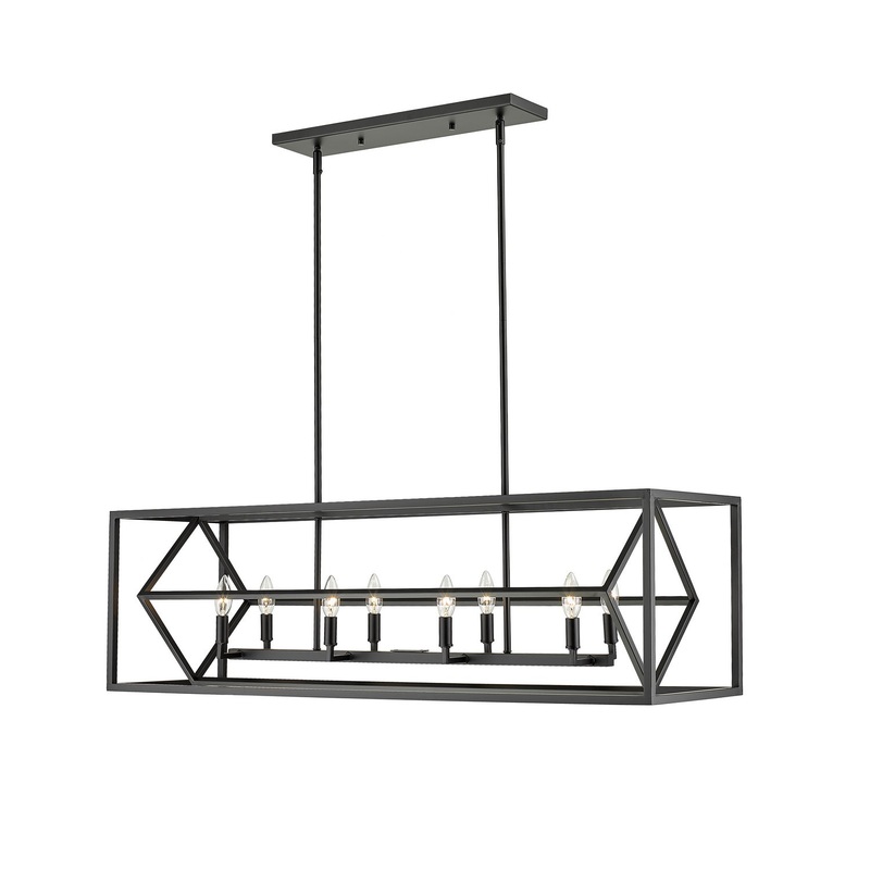 Z-Lite 457-8L-MB Euclid Eight Light Chandelier, Matte Black
