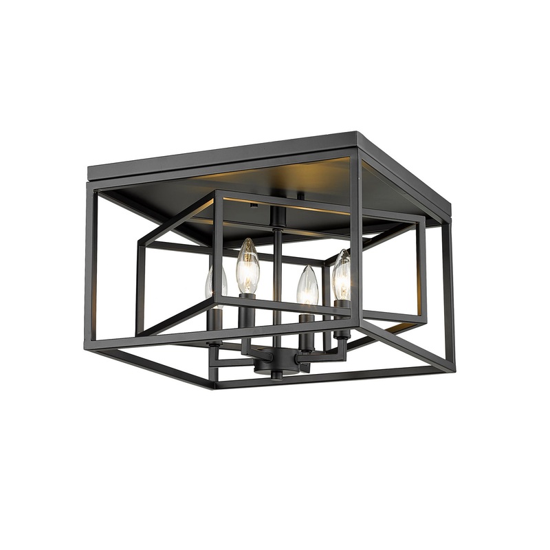 Z-Lite 457F-MB Euclid Four Light Flush Mount, Matte Black