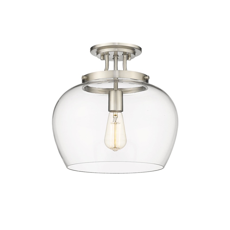 Z-Lite 473SF13-BN Joliet One Light Semi Flush Mount, Brushed Nickel