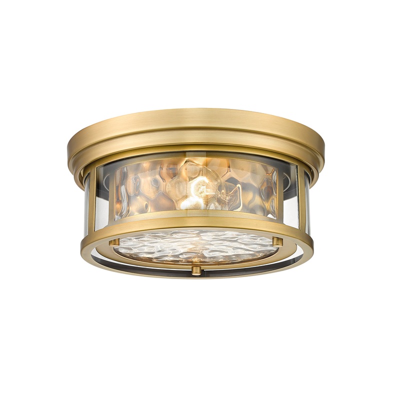 Z-Lite 493F2-RB Clarion Two Light Flush Mount, Rubbed Brass