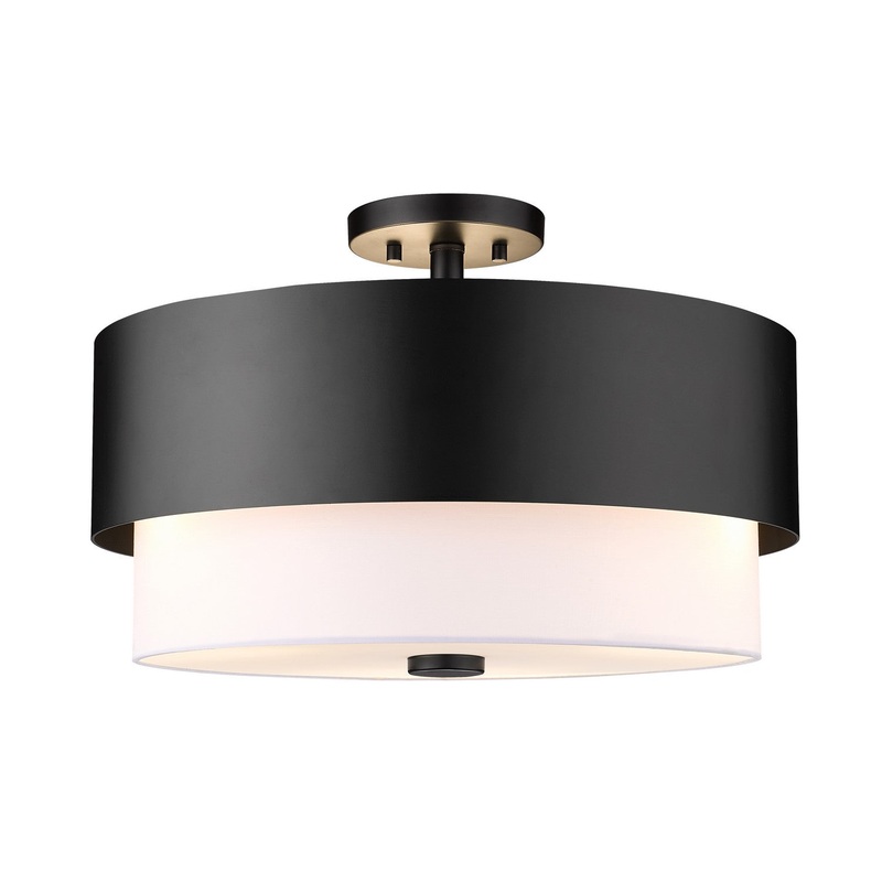 Z-Lite 495SF18-MB Counterpoint Three Light Semi Flush Mount, Matte Black