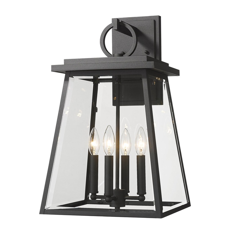 Z-Lite 521B-BK Broughton Four Light Outdoor Wall Sconce, Black