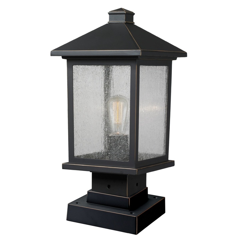 Z-Lite 531PHMS-SQPM-ORB Portland One Light Outdoor Pier Mount, Oil Rubbed Bronze