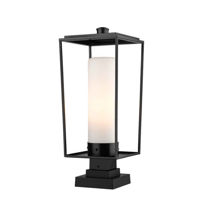 Z-Lite 595PHBS-SQPM-BK Sheridan One Light Outdoor Pier Mount, Black